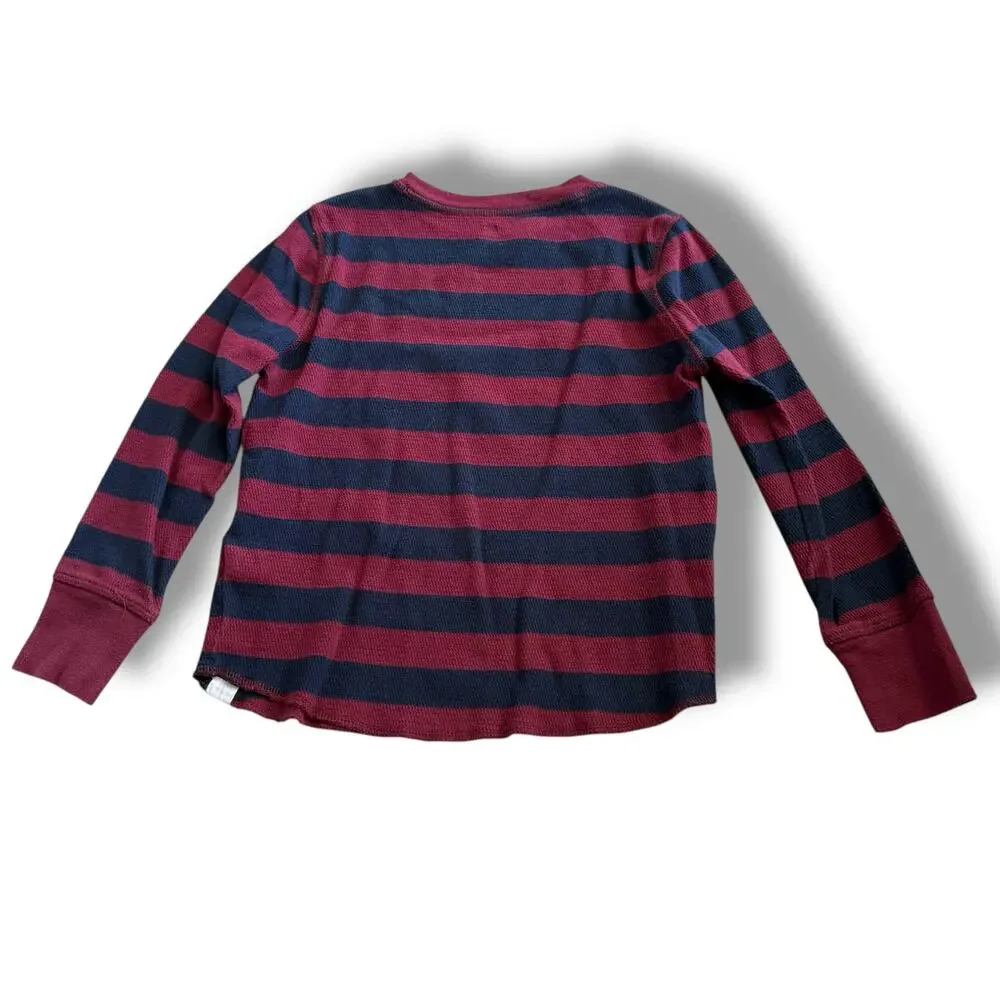 GAP Boy's Long Sleeve Thermal Shirt - Navy/Wine Stripe S 6-7